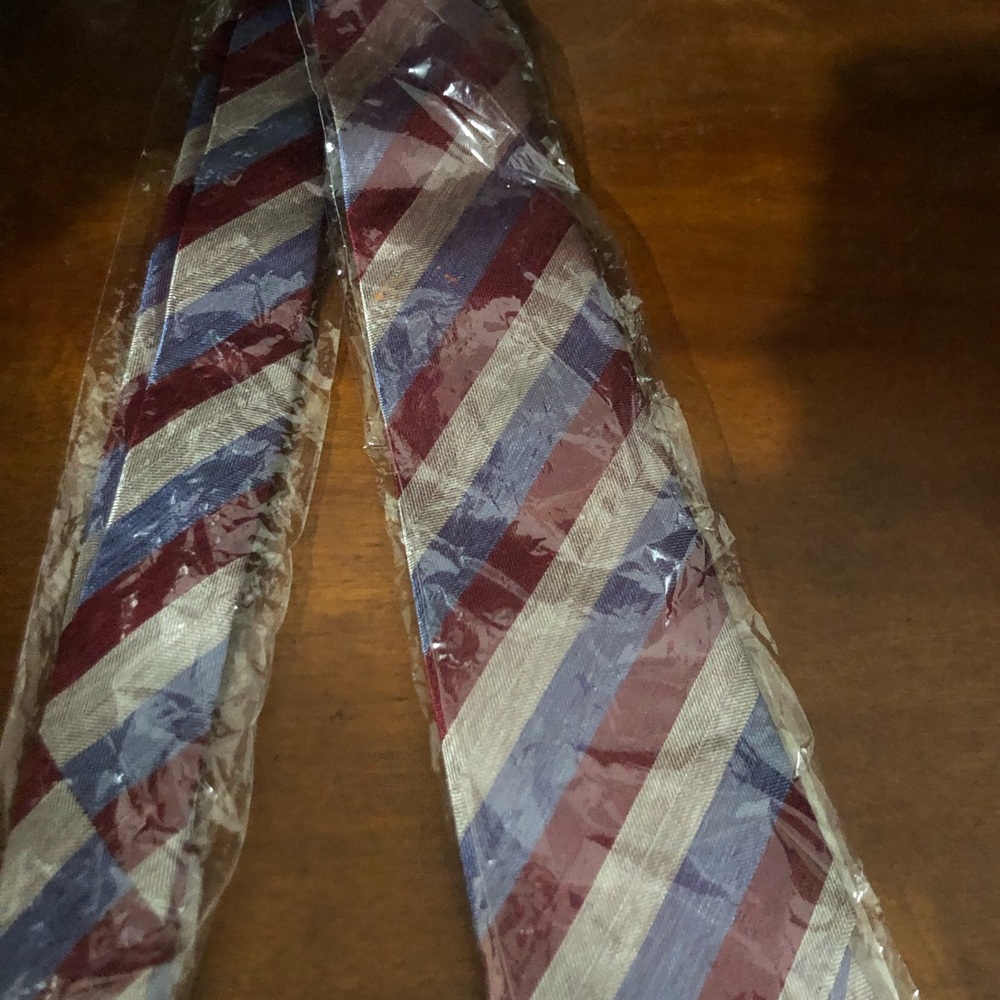 Striped Burgundy, Blue & Silver Men's Tie